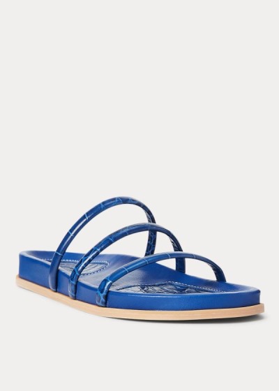 Women's Polo Ralph Lauren Leather Slide Sandals | 079358AIN